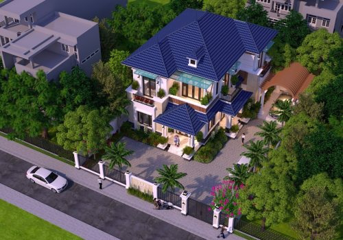 Công trình kiến trúc hiện đại 2 tầng biệt thự Thái Bình KT2315