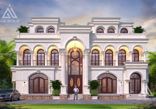 Hoành tráng với thiết kế dinh thự 3 tầng phong cách tân cổ điển đẳng cấp- KTB2306