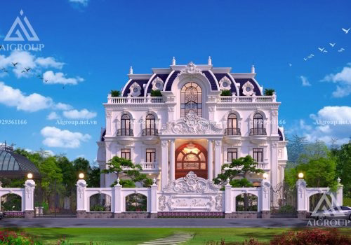 Siêu phẩm biệt thự mái mansard 4 tầng phong cách tân cổ điển đẹp- KTB2303