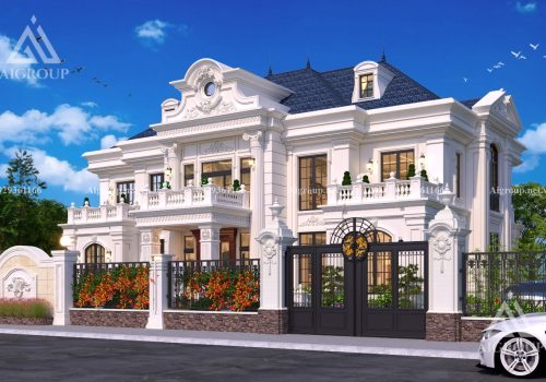 Mẫu thiết kế biệt thự tân cổ điển 2 tầng đẹp tinh tế- KTB2301