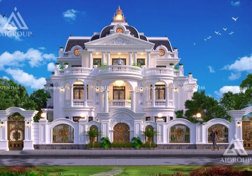 Khám phá kiến trúc biệt thự 4 tầng tân cổ điển hoành tráng- KTB2302