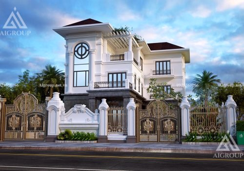 Kiến trúc biệt thự tân cổ điển thiết kế 3 tầng độc đáo- KTH2311