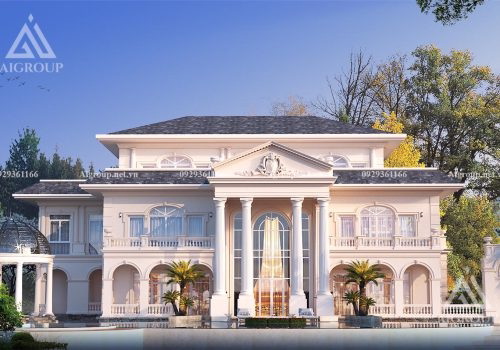 Thiết kế kiến trúc biệt thự 2 tầng 1 tum phong cách tân cổ điển- KTH2318
