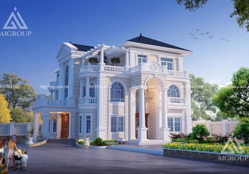 Phong cách tân cổ điển trong kiến trúc biệt thự 3 tầng sang trọng- KTH2316