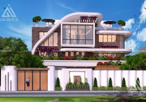 Lạ mắt với mẫu thiết kế biệt thự hiện đại 3 tầng cao cấp-KTB2307
