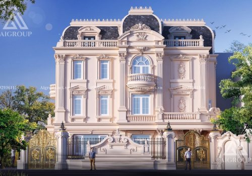Biệt thự 4 tầng tân cổ điển mái mansard sang trọng- KTH2404